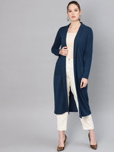 Women Solid Teal Full Sleeve Jacket